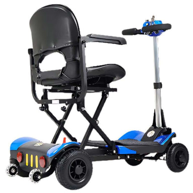 Optimus Automatic Mobility Scooter in blue, back right view