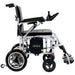 Oracle Lightweight Foldable Power Wheelchair in silver, left sideview