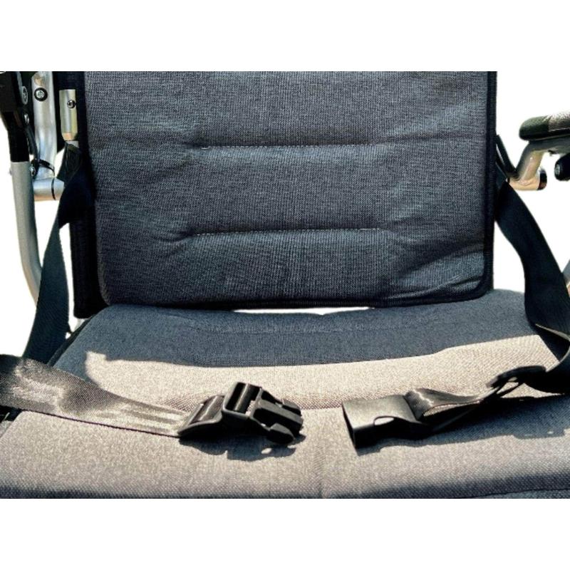 Oracle Lightweight Foldable Power Wheelchair, seat and seatbelt 