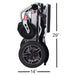Tech 4 Remote Control Power Wheelchair in silver, folded measurements