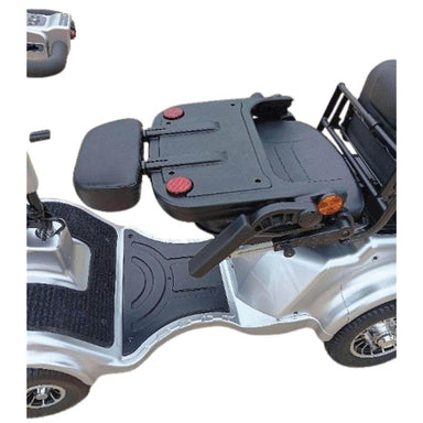 Gladiator 4 Wheel Heavy Duty Mobility Scooter in silver, folded seat
